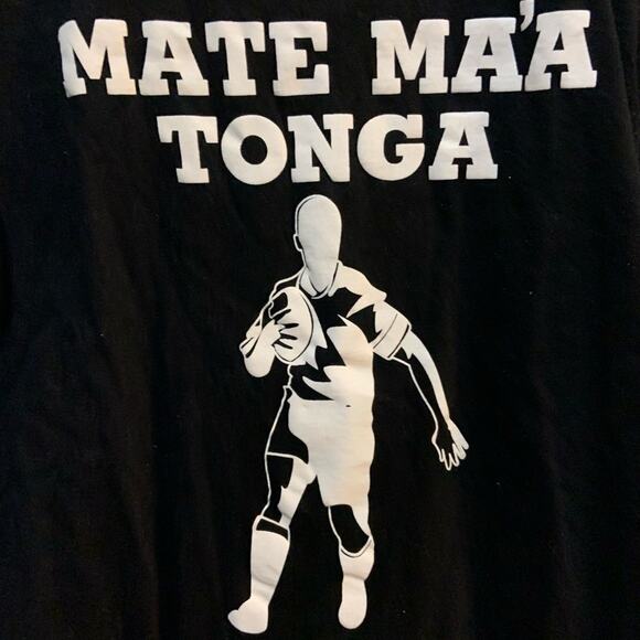Mate ma’a Tonga rugby black and white tee! Translates to “die for Tonga”! Sz L - Picture 3 of 5